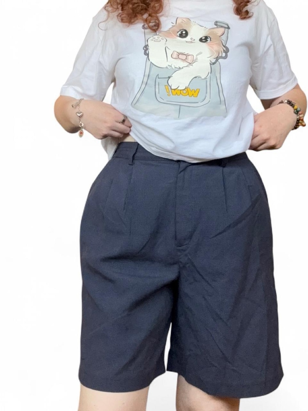 Vintage Izod Club Navy Grid Pleated Shorts